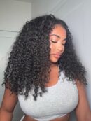 Burmese Curly Human Crochet Hair 120g Knotless Pre-Separated Feather Crochet Real Human Hair 3C4A Lightweight Reusable Remy Hair Extensions for Women Natural Black Color